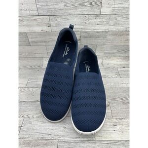 Clarks Cloudsteppers Navy Blue Knit Slip On Sneakers Women Size 11W 261819025085
